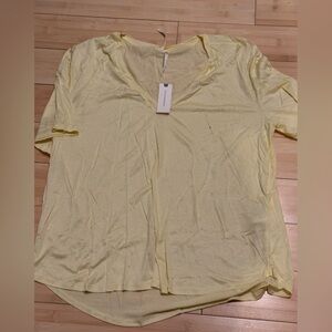 NEW! WITH TAGS! Anthropologie Yellow Short Sleeve Tee Sz XL